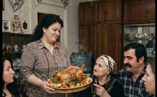 Kutlama sırasında, yemekleri servis ederken